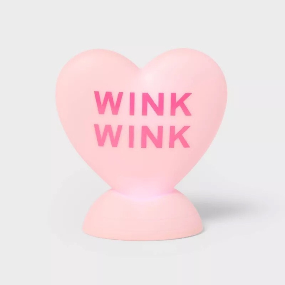 Light Up Valentine's Day Blow Mold “Wink Wink” Heart - Pink - Spritz